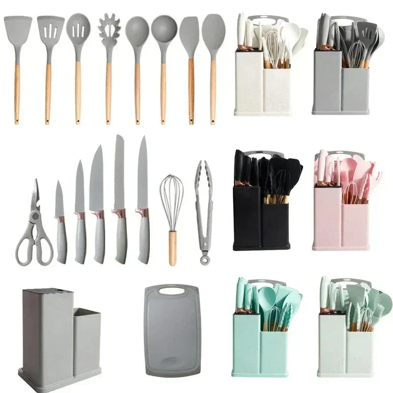 Kit Utensílios de Cozinha de Silicone Premium 19 Peças kit-19-pecas-de-silicone Superfacilita 